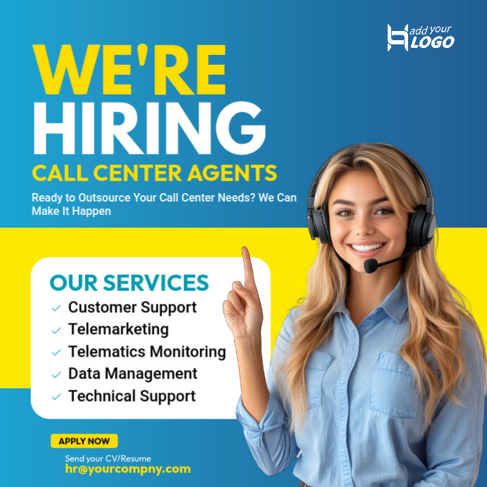 Remote & Onsite Tech Support Hiring Template Instagram Post