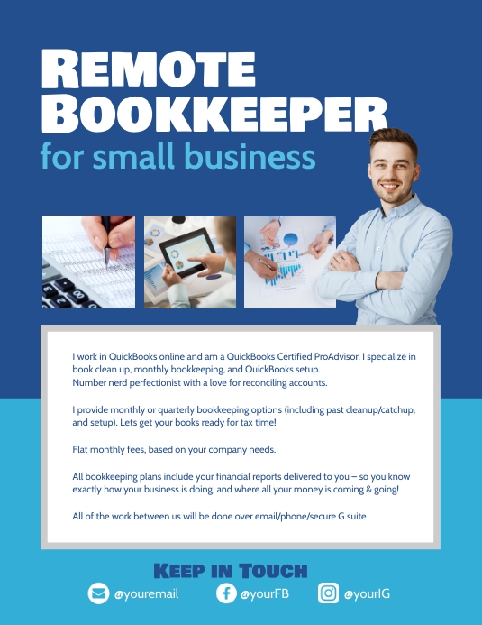 Remote Bookkeeper Flyer Template | PosterMyWall
