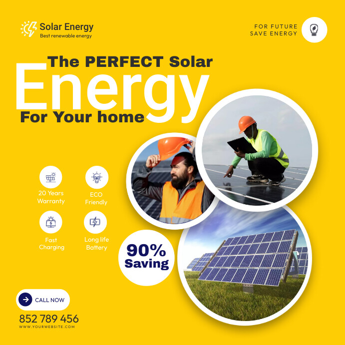 Renewable and clean solar energy social media Instagram Post template