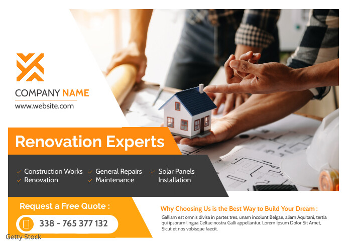 Renovation & Construction Services postcard t Pocztówka template