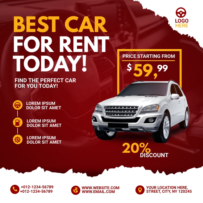 Rent a car ad Template | PosterMyWall