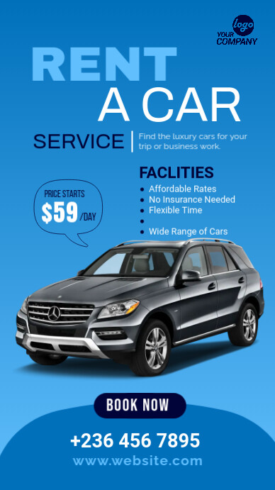 Rent A Car Banner Ad Template | PosterMyWall