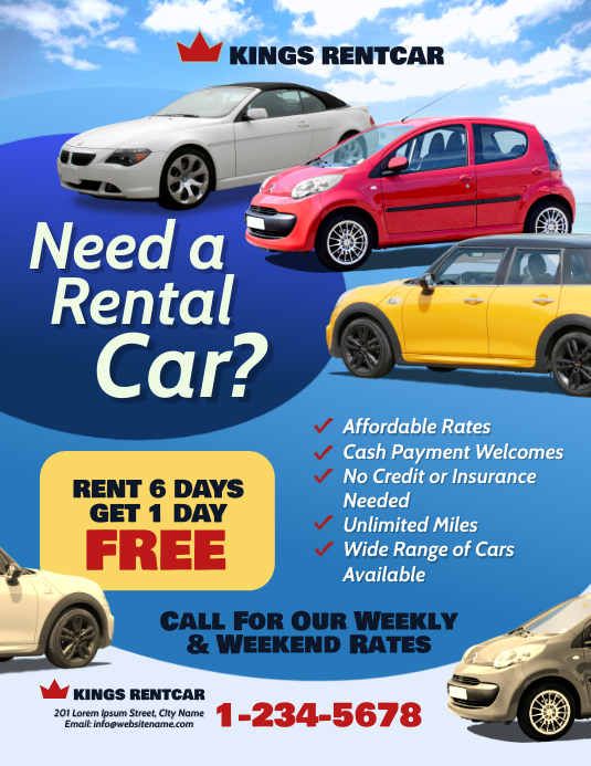 Rent a Car Flyer Løbeseddel (US Letter) template