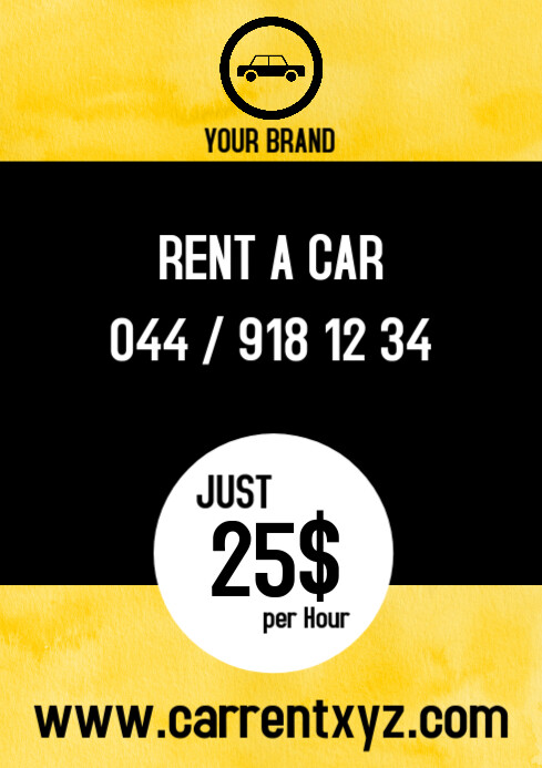 Rent a car Hire booking flyer taxi bus advert A4 template