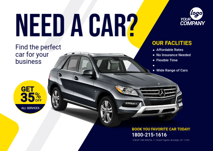 Rent A Car Service Banner Ad Template | PosterMyWall