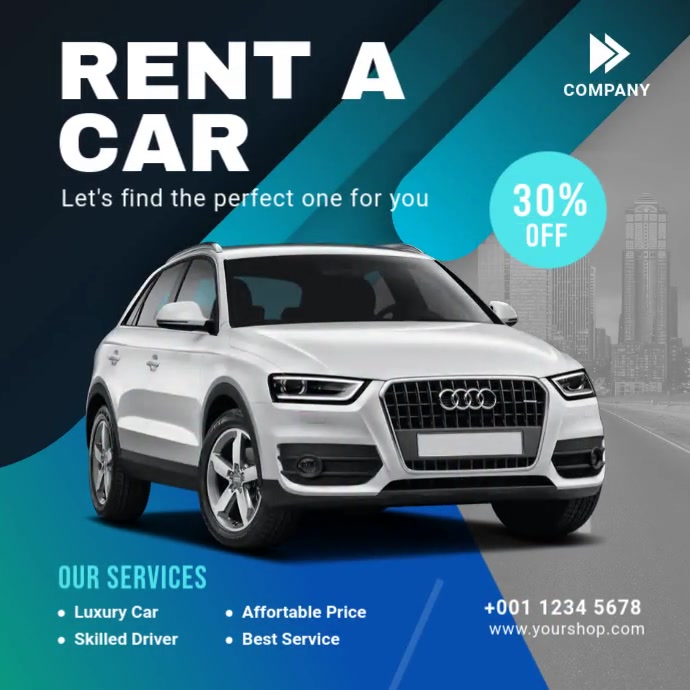 Plantilla de Rent a card service promotional banner ad | PosterMyWall