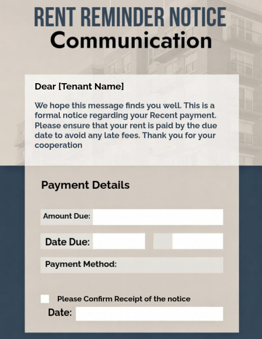 Plantilla de Rent Reminder Notice | PosterMyWall