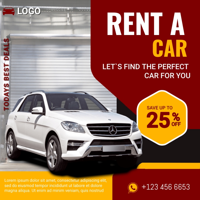 We Rent Cars Advertisement Rental Car Ads Template | PosterMyWall