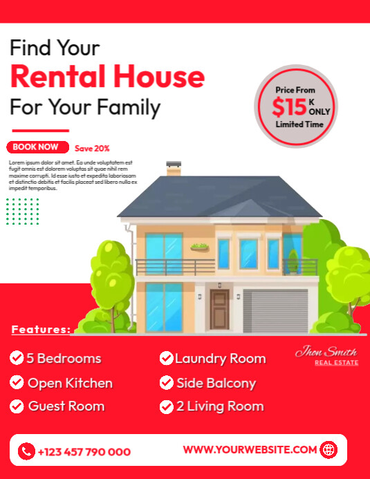 House For Rent Sample Template Rental House Template | PosterMyWall