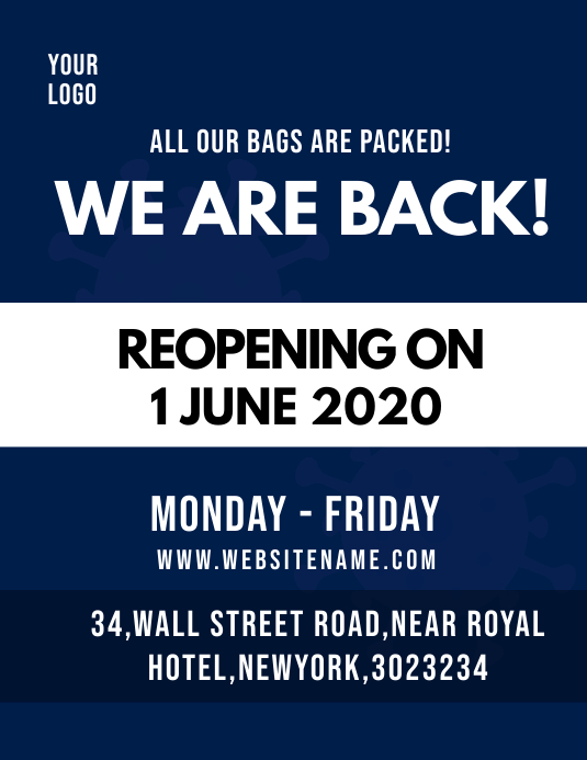Reopening Announcement information notice Template | PosterMyWall