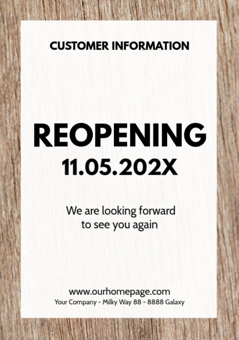 reopening Flyer Poster Sign Door Notice Template | PosterMyWall
