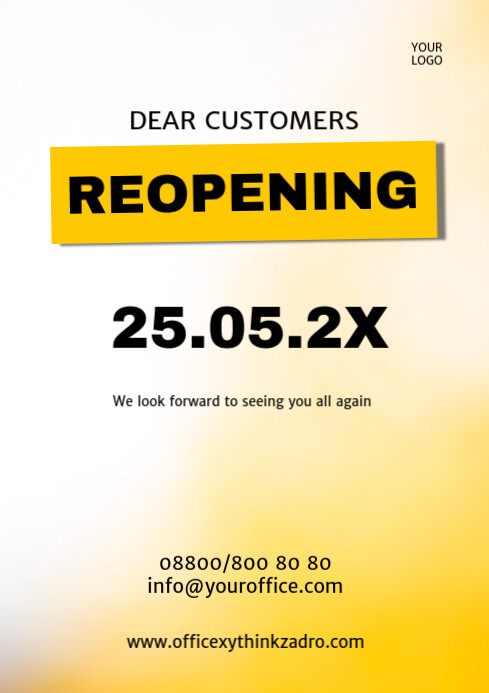 Reopening Reopened open aigain Poster flyer d Template | PosterMyWall