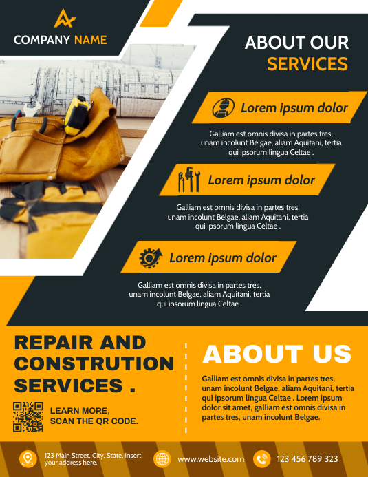 repair and construction services flyer advert Template | PosterMyWall