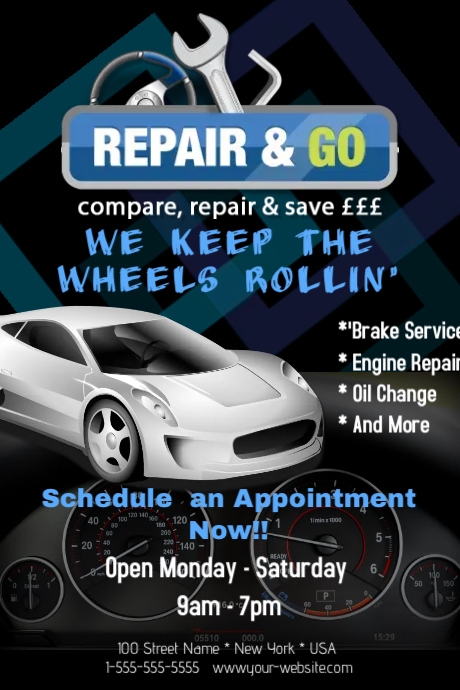 Reparatur Und Gehen Auto Werkstatt Vorlage Postermywall