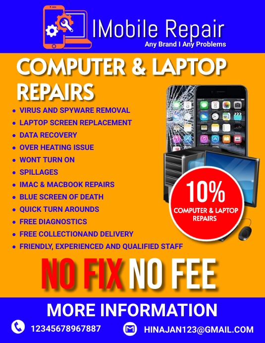 repair service flyer, computer repair,compute Ulotka (US Letter) template