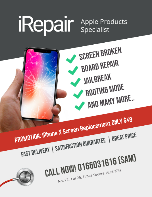 Repair Smartphone Iphone Android Flyer Templat Postermywall