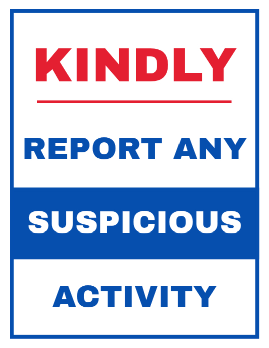 Report Any Suspicious Activity Sign for Public Safety Security and ...
