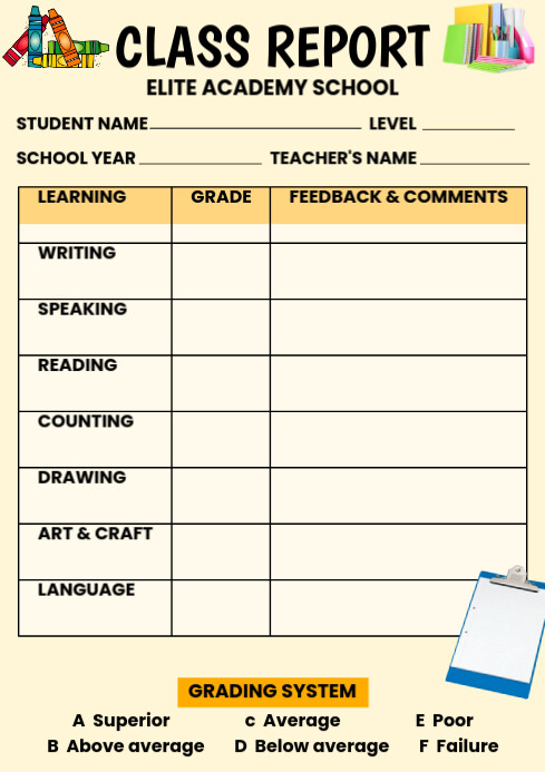 Report Card Template | PosterMyWall