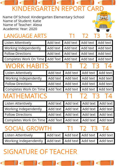 Report Card A4 template