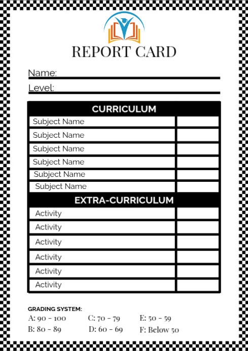 Contoh Report Card Report card Templat | PosterMyWall