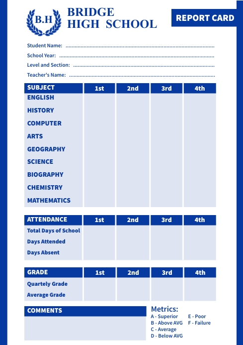 Copy of Report card template | PosterMyWall