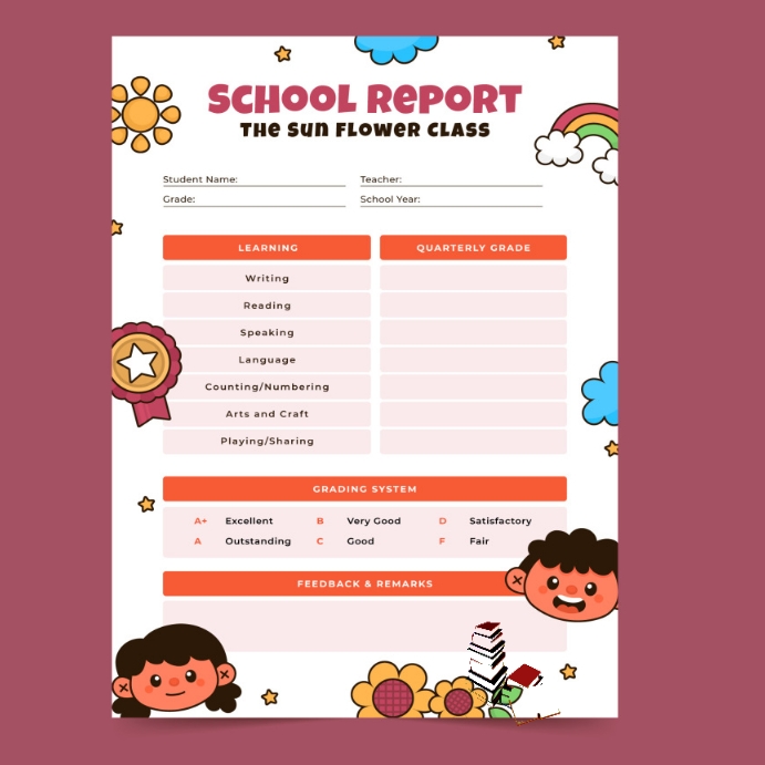 Contoh Report Card report card template | PosterMyWall