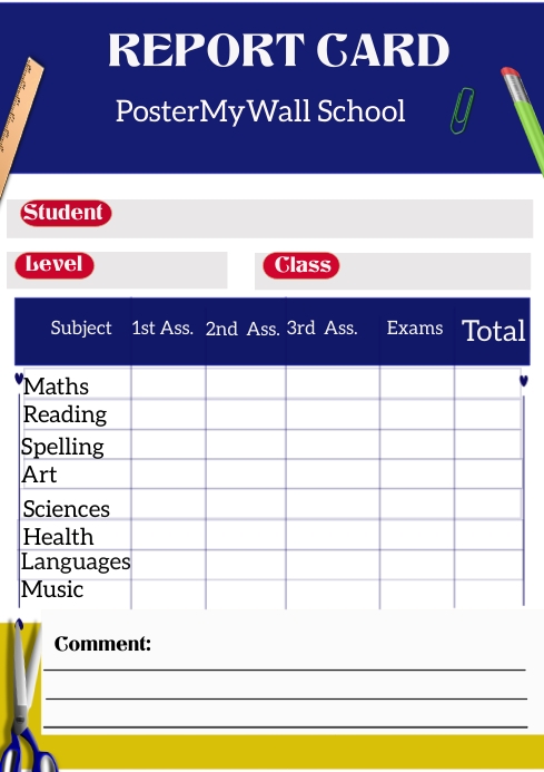 REPORT CARD TEMPLATE | PosterMyWall