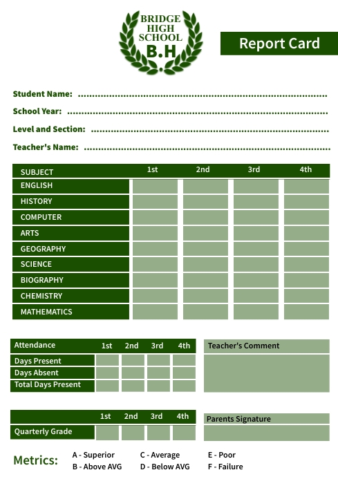Report card template | PosterMyWall