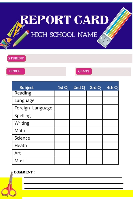 Ginger Report Card Example REPORT CARD TEMPLETE Template | PosterMyWall