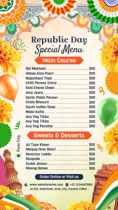 Republic Day Menu Display Template