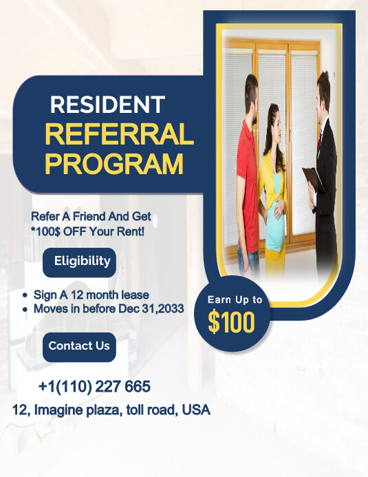 Resident referral design flyer Template PosterMyWall