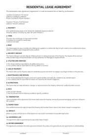 Residential Lease Agreement Template A4