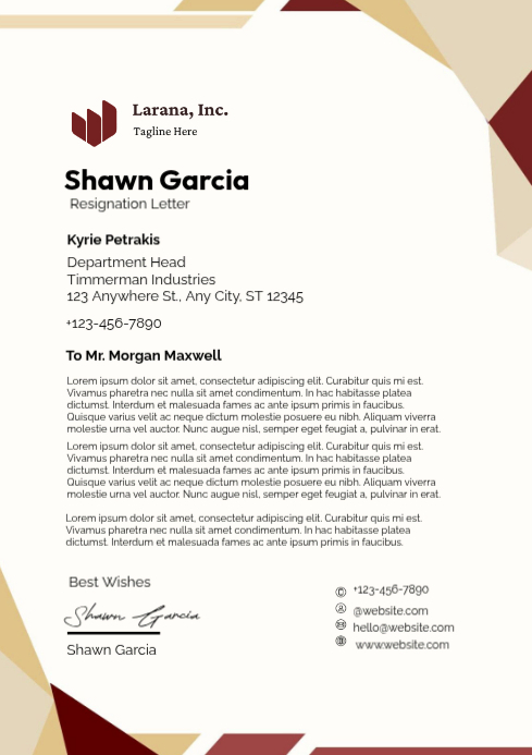 Resignation Letter Template | PosterMyWall