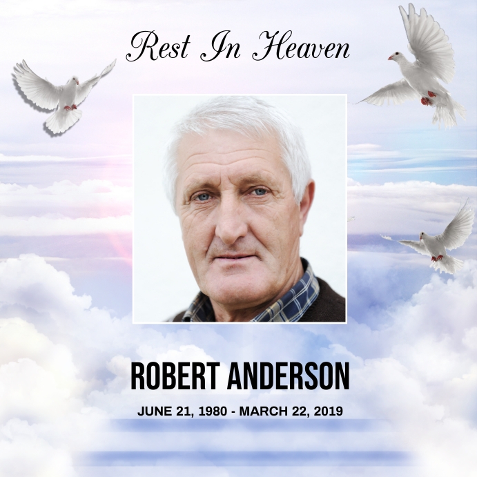 Rest In Heaven Funeral Announcement Iphosti le-Instagram template