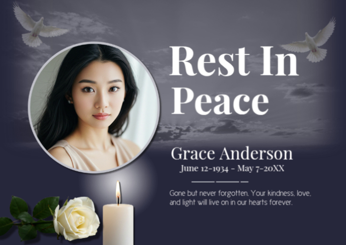 Rest in Peace Memorial Poster – Elegant In Loving Memory Tribute ...