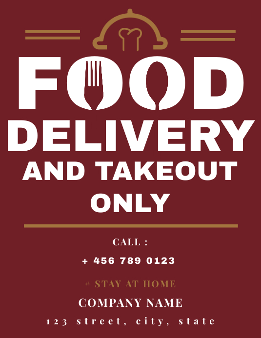 Restaurant and bar home delivery service flye Volante (Carta US) template