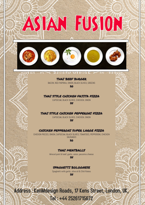 Restaurant Asian Fusion Menu Template | PosterMyWall