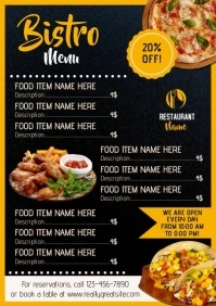 Restaurant Banner Pizza Fast Food Bistro Menu A3 template