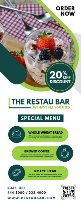 Restaurant Bar Advert Roll Up Banner Template Postermywall