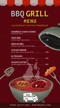 Restaurant bbq grill menu งานแสดงผลงานแบบดิจิทัล (9:16) template