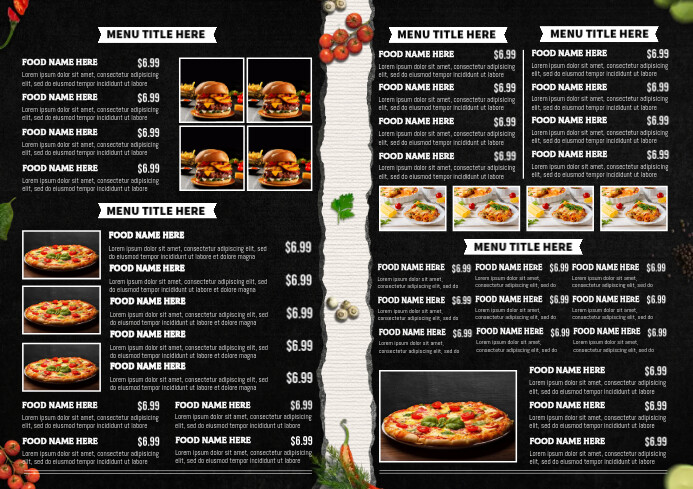 Restaurant Bifold Menu Design Template A4