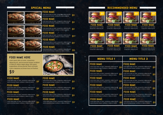Restaurant Bifold Menu Design Template A4
