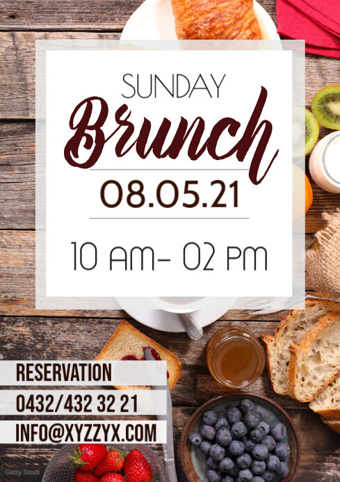 Restaurant Bistro Brunch Break fast Poster Flyer Template | PosterMyWall