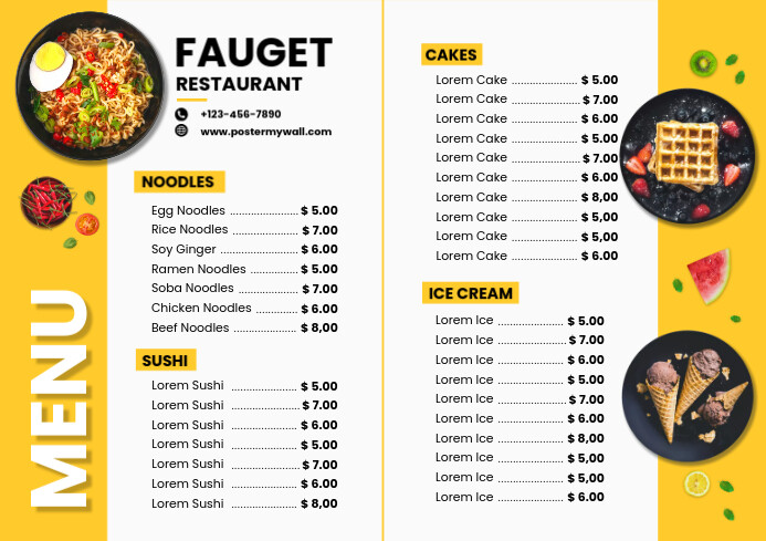 restaurant book menu Template | PosterMyWall