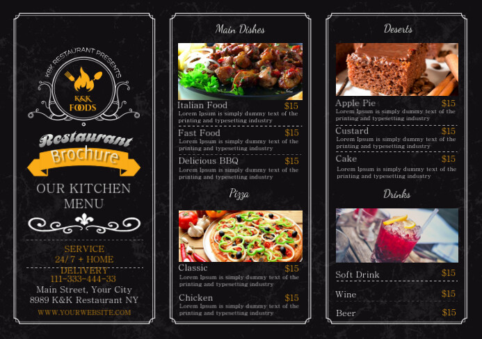 RESTAURANT BROCHURE MENU Template | PosterMyWall