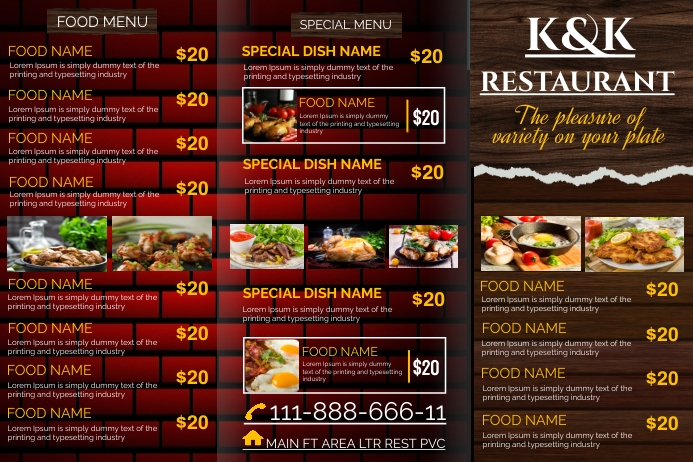 Restaurant brochure menu design Template | PosterMyWall