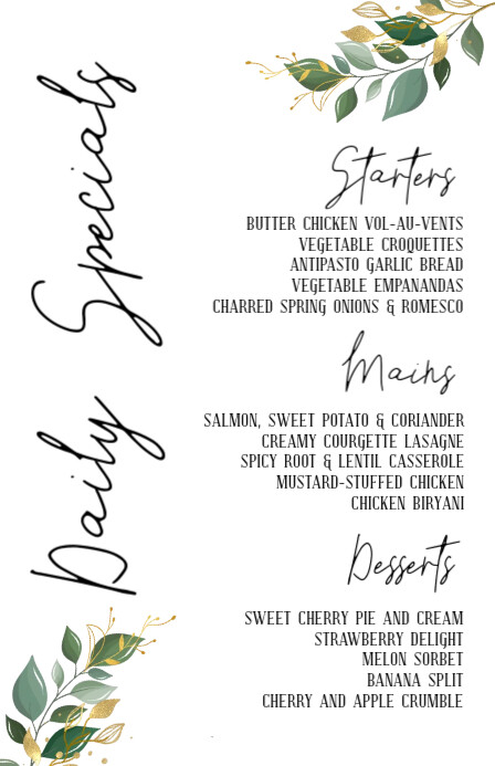 Free Restaurant Cafe Menu Template Tablóide