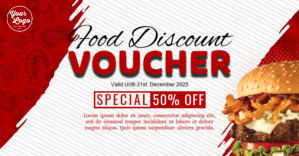 White Food Discount Voucher Facebook Group Cover Photo Template