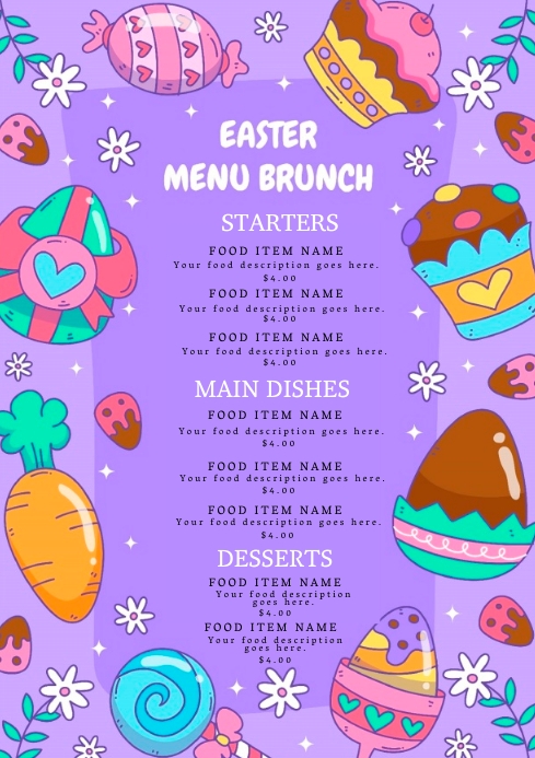 Restaurant Easter Dinner Menu Template | PosterMyWall