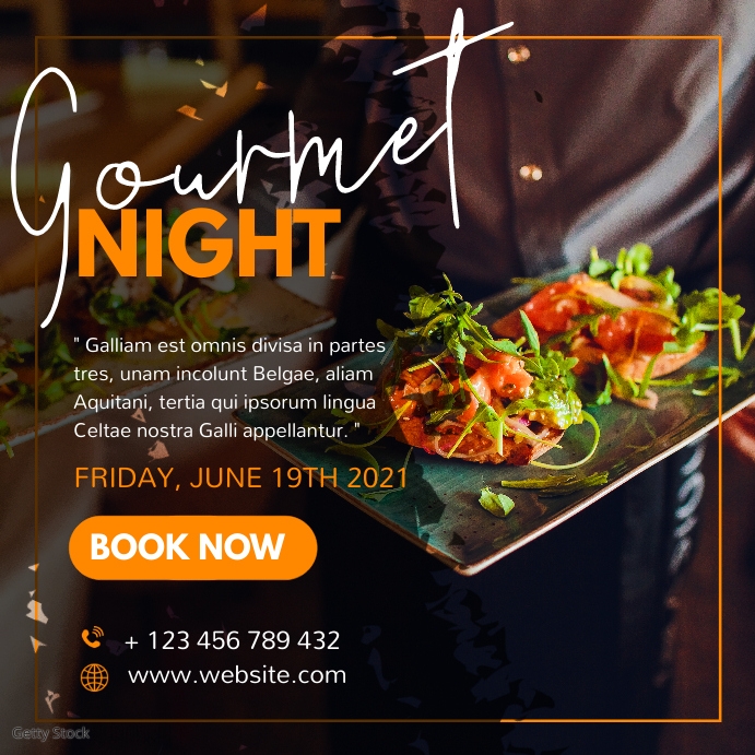 invitation email template 'culinary elegance' for food... Copy of restaurant event gourmet night template desig | PosterMyWall